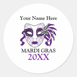 Custom Mardi Gras mit Festivalmaske Runder Aufkleber