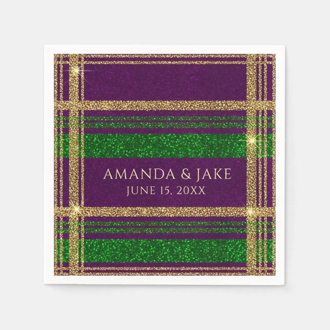 Custom Mardi Gras Plaid Serviette (Vorderseite)
