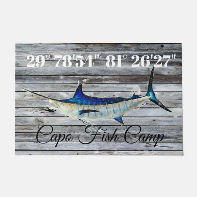 Custom Marlin Door Mat mit Lat und Long Fußmatte (Vorderseite)