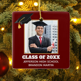 Custom Maroon Abschluss Senior Foto 2025 Keramikornament