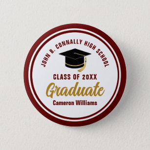 Custom Maroon Gold Graduate 2024 Graduation Party Button