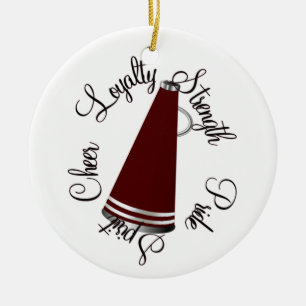 Custom Maroon Megaphone Cheerleader Ornament