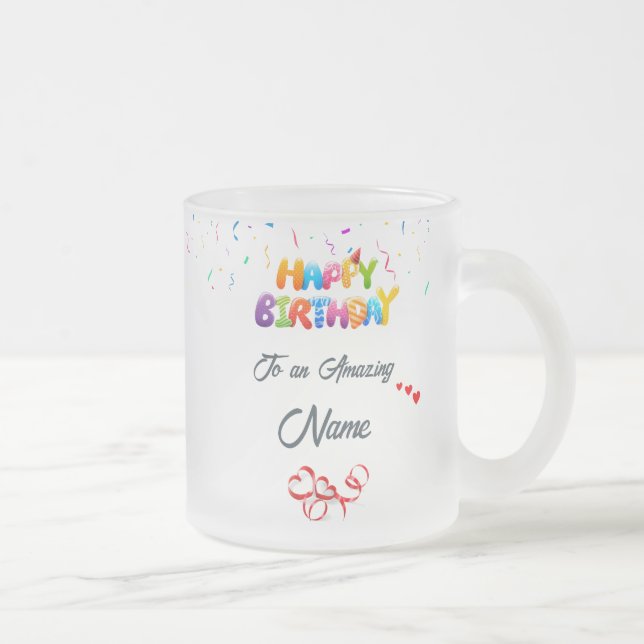 Custom Mattiert Glass Tasse - Elegantes Geburtstag (Rechts)