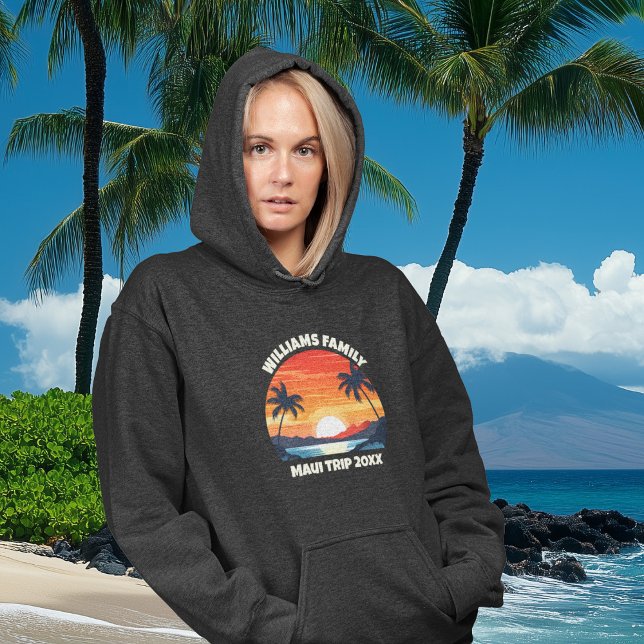 Custom Maui Trip Cool Sunrise Palm Tree Women's Hoodie (Von Creator hochgeladen)