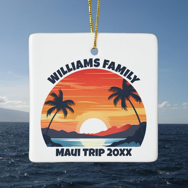 Custom Maui Trip Cool Sunrise Souvenir Weihnachten Keramikornament (Von Creator hochgeladen)