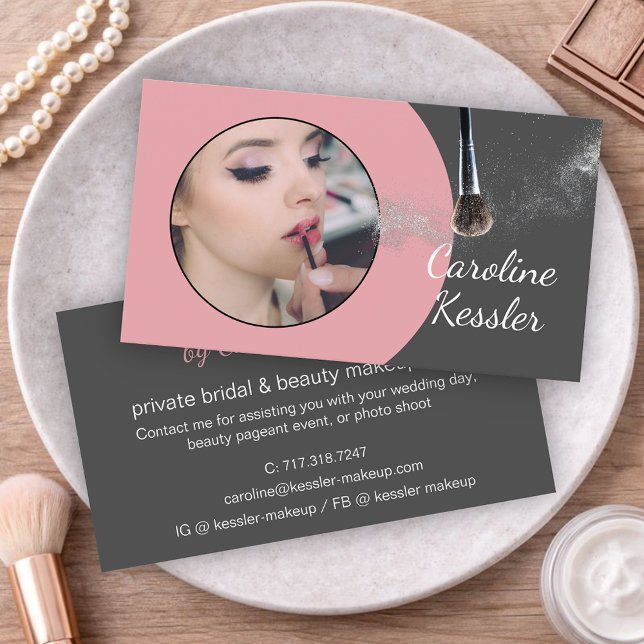 Custom Mauve Taupe Blush Pink Makeup Artist Visitenkarte (Von Creator hochgeladen)