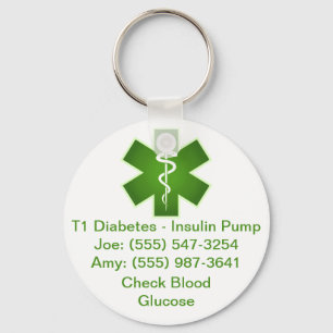 Custom Medical Alert Keychain Green Schlüsselanhänger