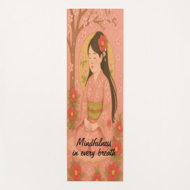 Custom Meditation Art Mindfulness Zen Pink Yogamatte (Vorderseite)