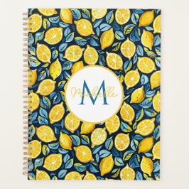 Custom Mediterranean Lemon Pattern Planner Planer