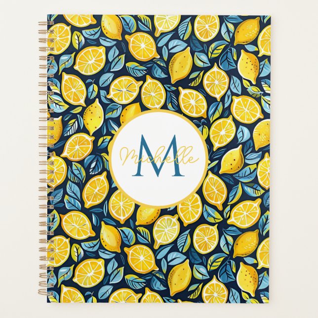 Custom Mediterranean Lemon Pattern Planner Planer (Vorderseite)