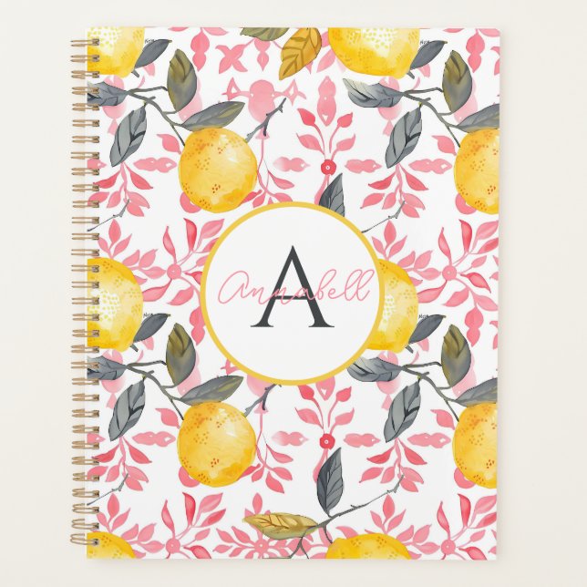 Custom Mediterranean Lemon Pattern Planner Planer (Vorderseite)