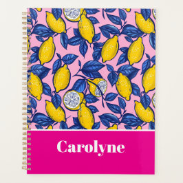 Custom Mediterranean Lemon Pattern Planner Planer
