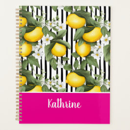 Custom Mediterranean Lemon Pattern Planner Planer