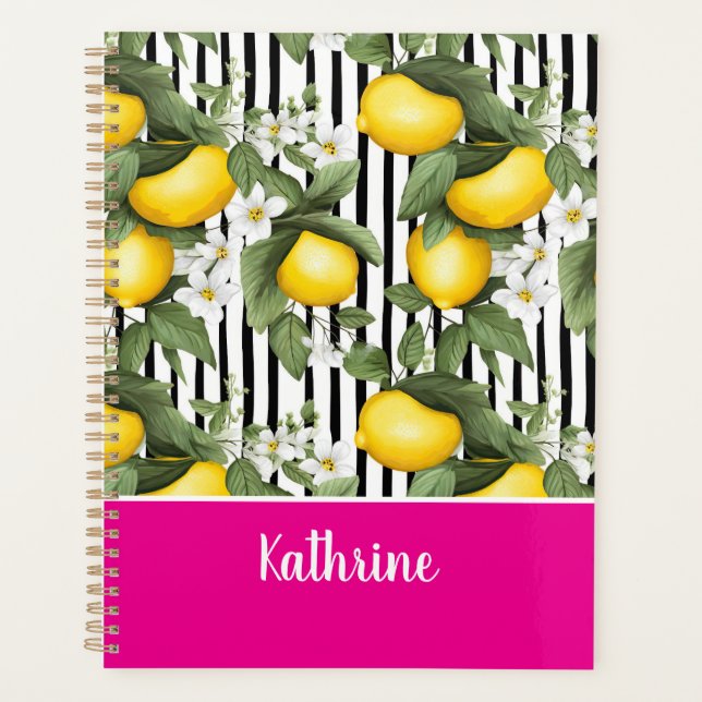 Custom Mediterranean Lemon Pattern Planner Planer (Vorderseite)