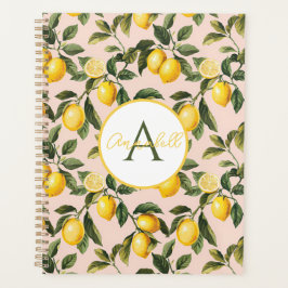 Custom Mediterranean Lemon Pattern Planner Planer