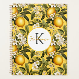 Custom Mediterranean Lemon Pattern Planner Planer