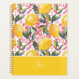 Custom Mediterranean Lemon Pattern Planner Planer