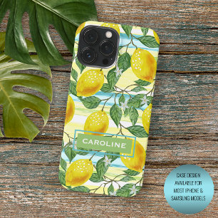 Custom Mediterranean Summer Lemon Fruchtmuster iPhone 13 Pro Max Hülle