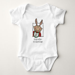 Custom Medium Skin Tone Baby's First Christmas Baby Strampler