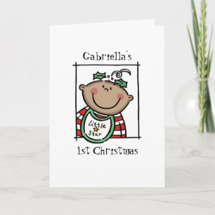 Custom Medium Skin Tone Baby's First Christmas Feiertagskarte