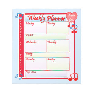 Custom Melody Weekekly Planner Notepad Notizblock
