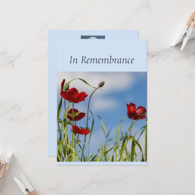 Custom Memorandum Service Red Anemone Garden Blume Einladung (Vorderseite/Rückseite Beispiel)