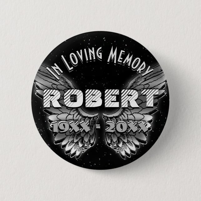 Custom Memorial Angel Wings Button (Vorderseite)