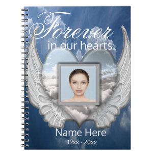 Custom Memorial Angel Wings Heart Add Foto Notizblock