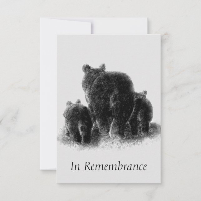 Custom Memorial Animal Watercolor Bären Family Einladung (Vorderseite)