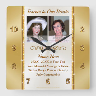 Custom Memorial Clock for Loss of Grandmother Quadratische Wanduhr