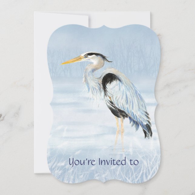 Custom Memorial Service Einladung Blue Heron Bird (Vorderseite)