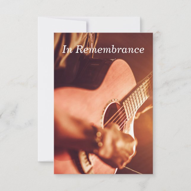 Custom Memorial Service Gitarre Player Music Invit Einladung (Vorderseite)