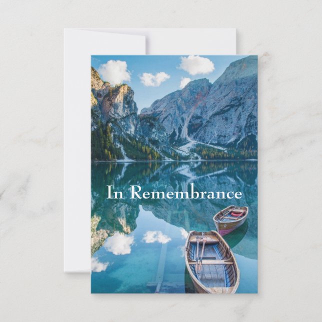 Custom Memorial Service Schöne Bergsee im Tessin Einladung (Vorderseite)