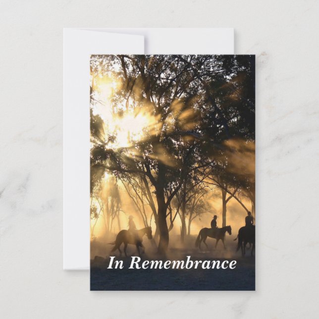 Custom Memorial Service Schöne Sonnenscheinpferde Einladung (Vorderseite)