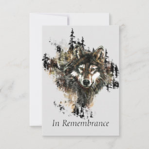 Custom Memorial Wolf Animal Wassercolor Mountain Einladung