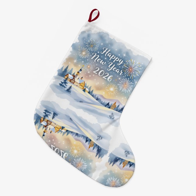 Custom Memory Keepsake Christmas Stocking Großer Weihnachtsstrumpf (Vorderansicht (hängend))