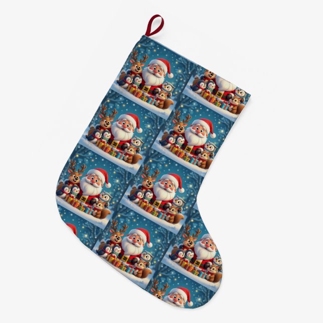 Custom Memory Keepsake Christmas Stocking Großer Weihnachtsstrumpf (Vorderansicht (hängend))