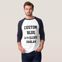 Custom Men NAVY 3/4 SLEEVE RAGLAN T - SHIRT