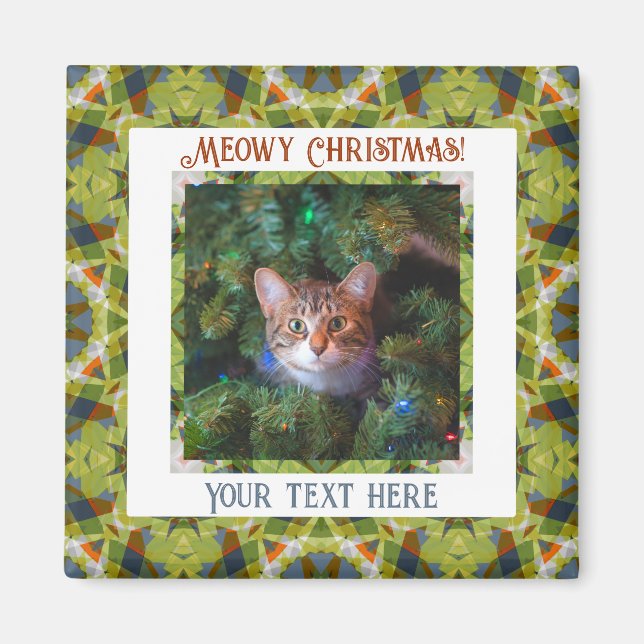 Custom Mercury Christmas Green Cat Kitten Pet Foto Magnet (Vorne)