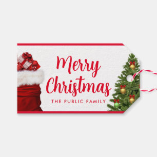 Custom Mercury Christmas Script Text Pine Tree Red Geschenkanhänger