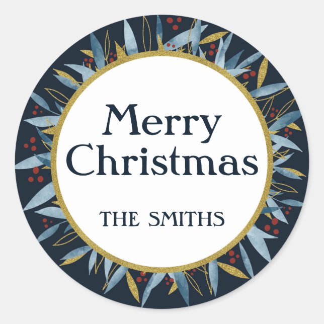 Custom Merit Weihnachten Golden Frame Runder Aufkleber (Vorderseite)