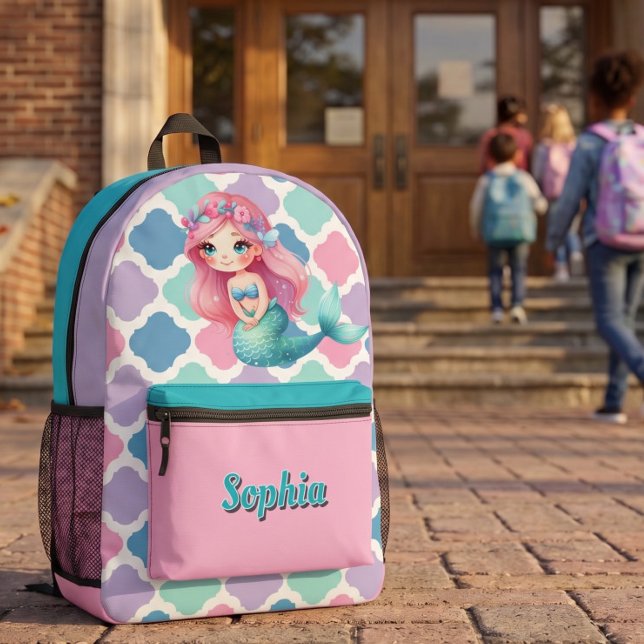 Custom Mermaid rosa Muster Bedruckter Rucksack (Von Creator hochgeladen)