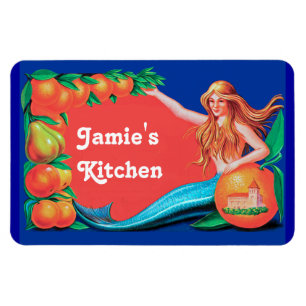 Custom Mermaid und Orangen Kitchenmagnet Magnet