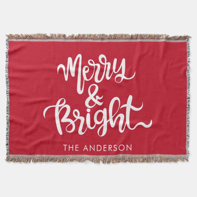 Custom Merry and Bright Typografy Script Red Decke (Vorderseite)