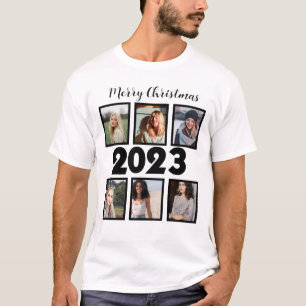Custom Merry Christmas 2023 6 Foto Collage T-Shirt