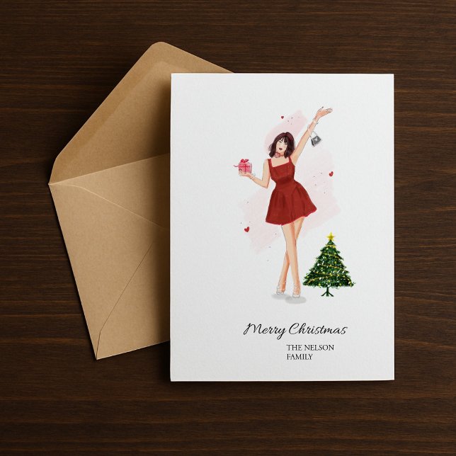 Custom Merry Christmas Cute Sketch Feiertagskarte (Von Creator hochgeladen)