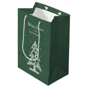 Custom Merry Christmas Line Art Tree Mittlere Geschenktüte
