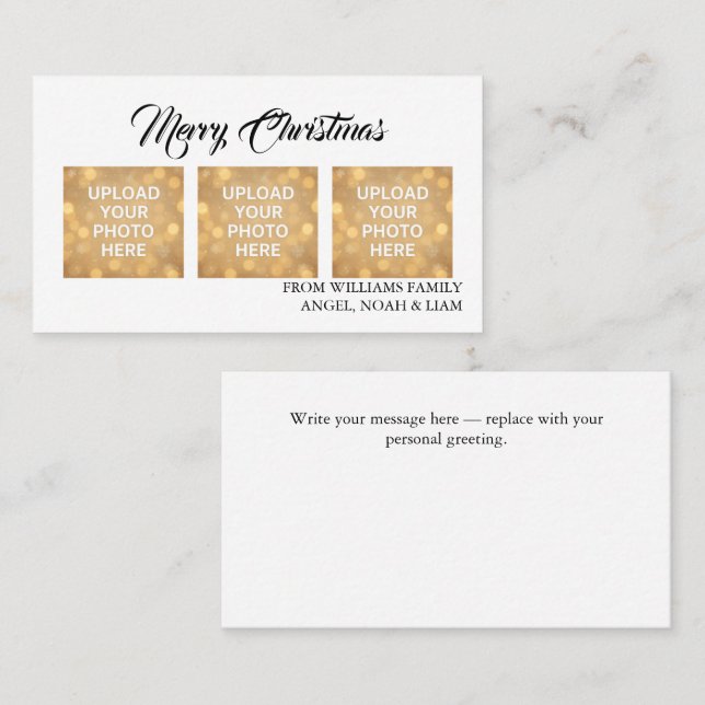 Custom Merry Christmas Photo Business card theme Visitenkarte (Vorne/Hinten)
