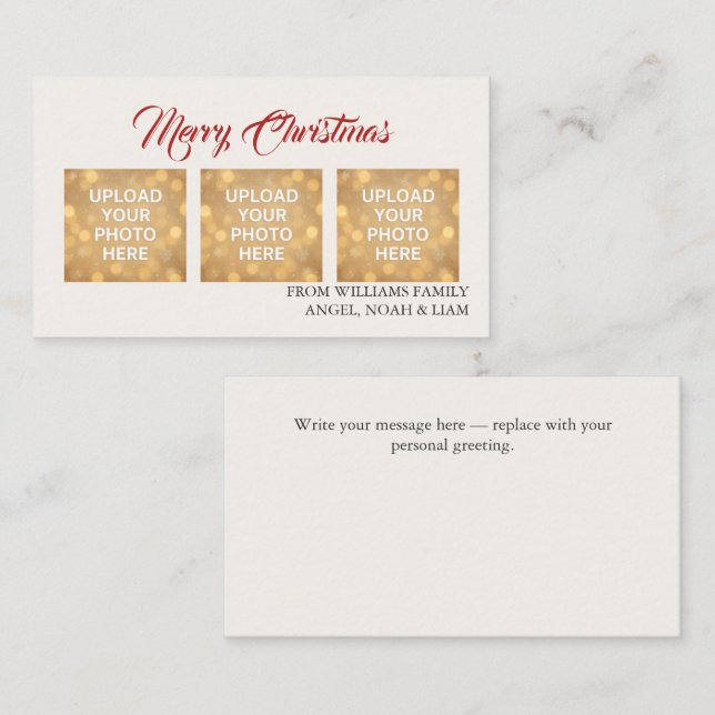 Custom Merry Christmas Photo Card Visitenkarte (Vorne/Hinten)