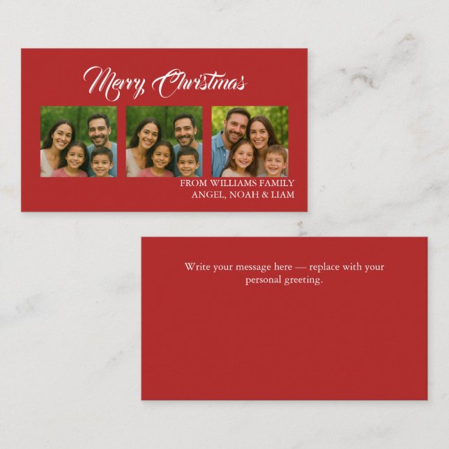Custom Merry Christmas Photo Card Visitenkarte (Vorne/Hinten)